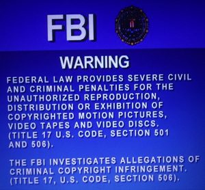 FBI warning notice against unauthorized reproduction or distribution of copyrighted video content.